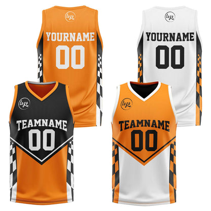 Benutzerdefinierte Schwarz Orange Reversible Basketball Jersey Personalisierte Print Name Nummer Logo