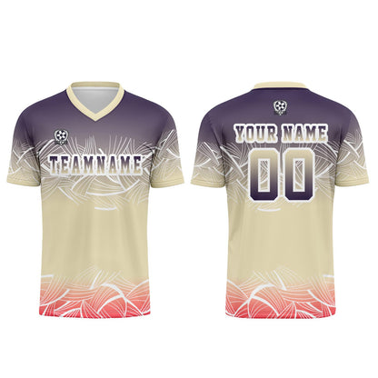 Benutzerdefinierte Beige  Lila Trikots für Männer Frauen Personalisierte Fußball Uniformen für Erwachsene und Kind