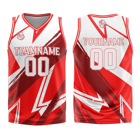 Benutzerdefinierter Rot Weiß Basketball Jersey Uniform Anzug gedruckt Ihr Logo Name Nummer