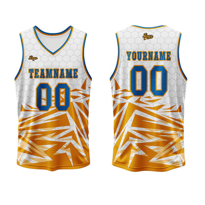 Benutzerdefinierter Orange Blau Basketball Jersey Uniform Anzug gedruckt Ihr Logo Name Nummer