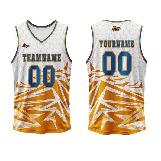 Benutzerdefinierter Orange Blau Basketball Jersey Uniform Anzug gedruckt Ihr Logo Name Nummer