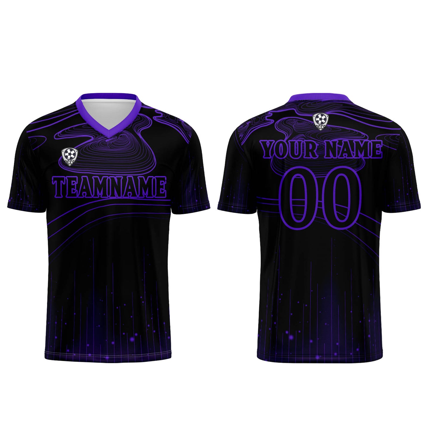 Benutzerdefinierte Schwarz Lila Trikots für Männer Frauen Personalisierte Fußball Uniformen für Erwachsene und Kind