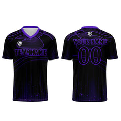 Benutzerdefinierte Schwarz Lila Trikots für Männer Frauen Personalisierte Fußball Uniformen für Erwachsene und Kind