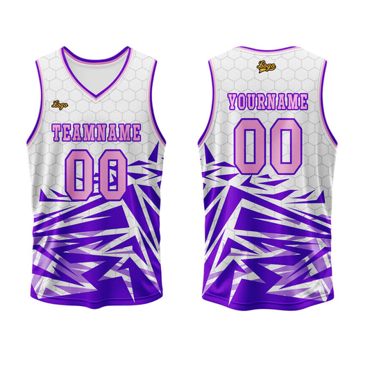 Benutzerdefinierter Lila Rosa Basketball Jersey Uniform Anzug gedruckt Ihr Logo Name Nummer