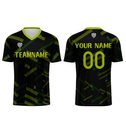 Benutzerdefinierte Schwarz Gelb Grün Fußball Trikots für Männer Frauen Personalisierte Fußball Uniformen für Erwachsene und Kind