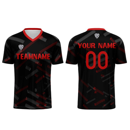 Benutzerdefinierte Schwarz Rot Fußball Trikots für Männer Frauen Personalisierte Fußball Uniformen für Erwachsene und Kind