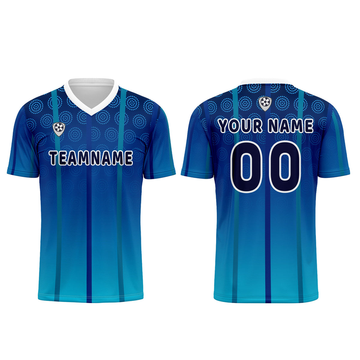 Benutzerdefinierte Blau Trikots für Männer Frauen Personalisierte Fußball Uniformen für Erwachsene und Kind
