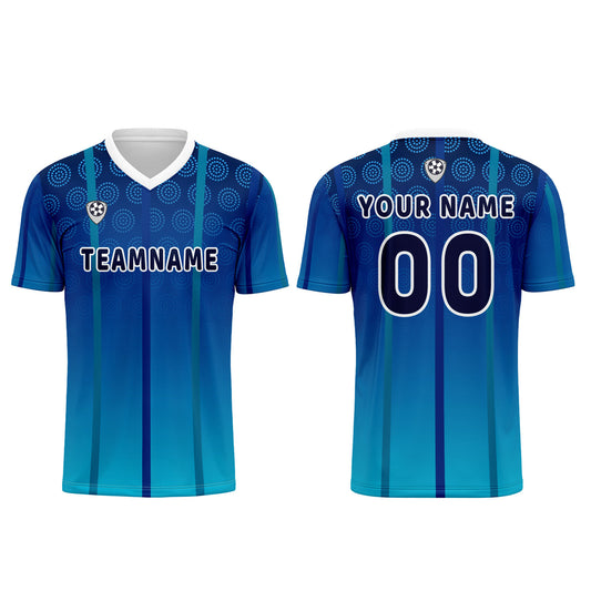 Benutzerdefinierte Blau Trikots für Männer Frauen Personalisierte Fußball Uniformen für Erwachsene und Kind