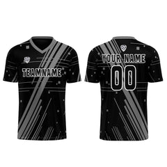 Benutzerdefinierte Schwarz Grau Trikots für Männer Frauen Personalisierte Fußball Uniformen für Erwachsene und Kind