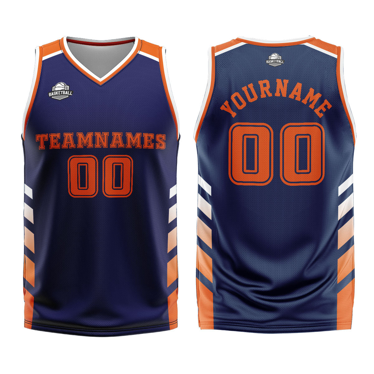 Benutzerdefinierter Marine Orange Basketball Jersey Uniform Anzug gedruckt Ihr Logo Name Nummer