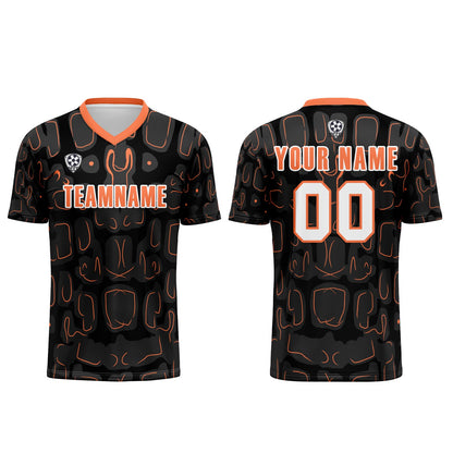 Benutzerdefinierte Schwarz Orange Fußball Trikots für Männer Frauen Personalisierte Fußball Uniformen für Erwachsene und Kind
