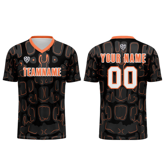 Benutzerdefinierte Schwarz Orange Fußball Trikots für Männer Frauen Personalisierte Fußball Uniformen für Erwachsene und Kind