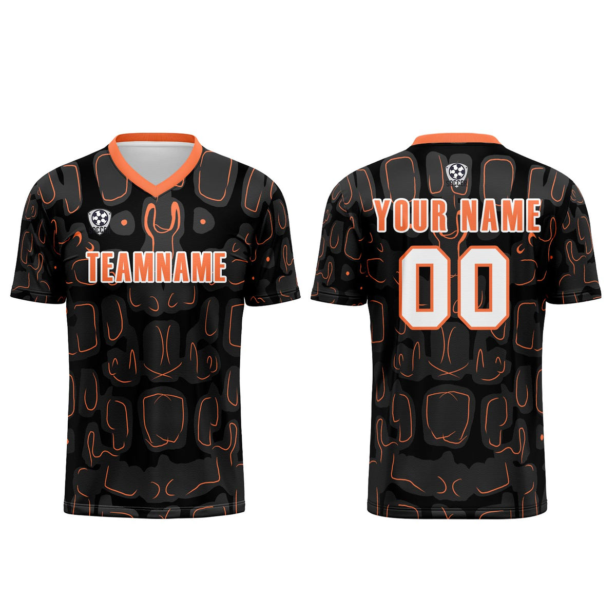 Benutzerdefinierte Schwarz Orange Fußball Trikots für Männer Frauen Personalisierte Fußball Uniformen für Erwachsene und Kind