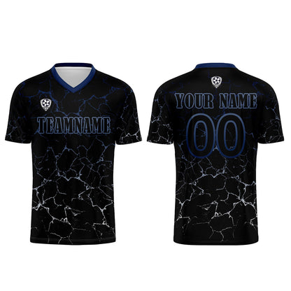 Benutzerdefinierte Schwarz Tiefblau Trikots für Männer Frauen Personalisierte Fußball Uniformen für Erwachsene und Kind