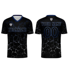 Benutzerdefinierte Schwarz Tiefblau Trikots für Männer Frauen Personalisierte Fußball Uniformen für Erwachsene und Kind