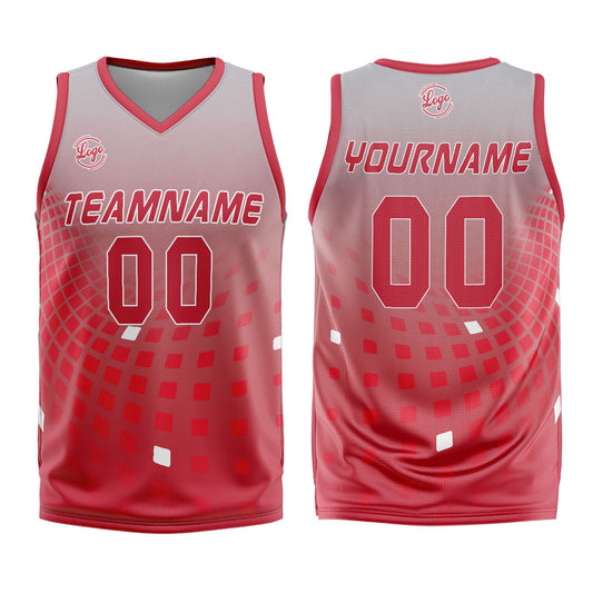 Benutzerdefinierter Grau Rot Basketball Jersey Uniform Anzug gedruckt Ihr Logo Name Nummer