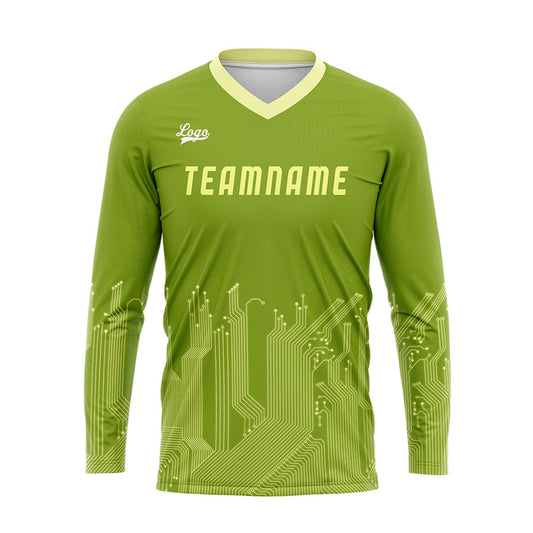 Kundenspezifisches Gras Grün Weiß Basketball Fußball Schießen langes T-Shirt für Erwachsene und Kinder