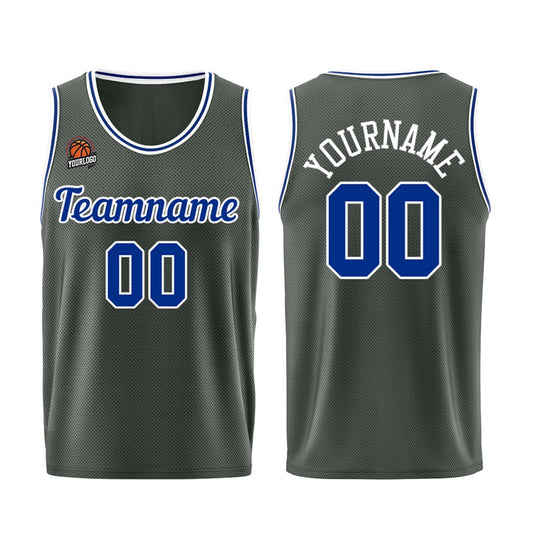 Individuelle Dunkelgrau-Königliche Basketball Jersey Shorts für Männer und Frauen Gestickter und gedruckter Name, Nummer und Logo