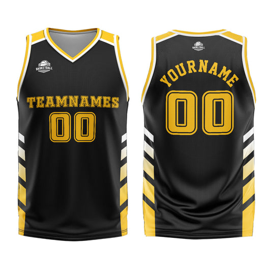 Benutzerdefinierter Schwarz Gelb Basketball Jersey Uniform Anzug gedruckt Ihr Logo Name Nummer