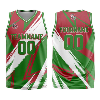 Benutzerdefinierter Rot Grün Basketball Jersey Uniform Anzug gedruckt Ihr Logo Name Nummer