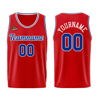 Individuelle Rot Hellblau Basketball Jersey Shorts für Männer und Frauen Gestickter und gedruckter Name, Nummer und Logo