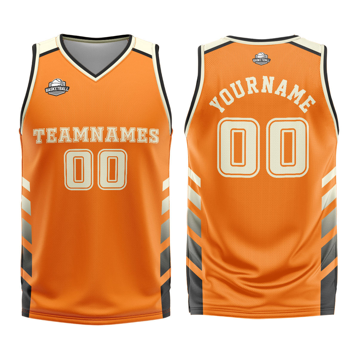 Benutzerdefinierter Orange Creme Basketball Jersey Uniform Anzug gedruckt Ihr Logo Name Nummer