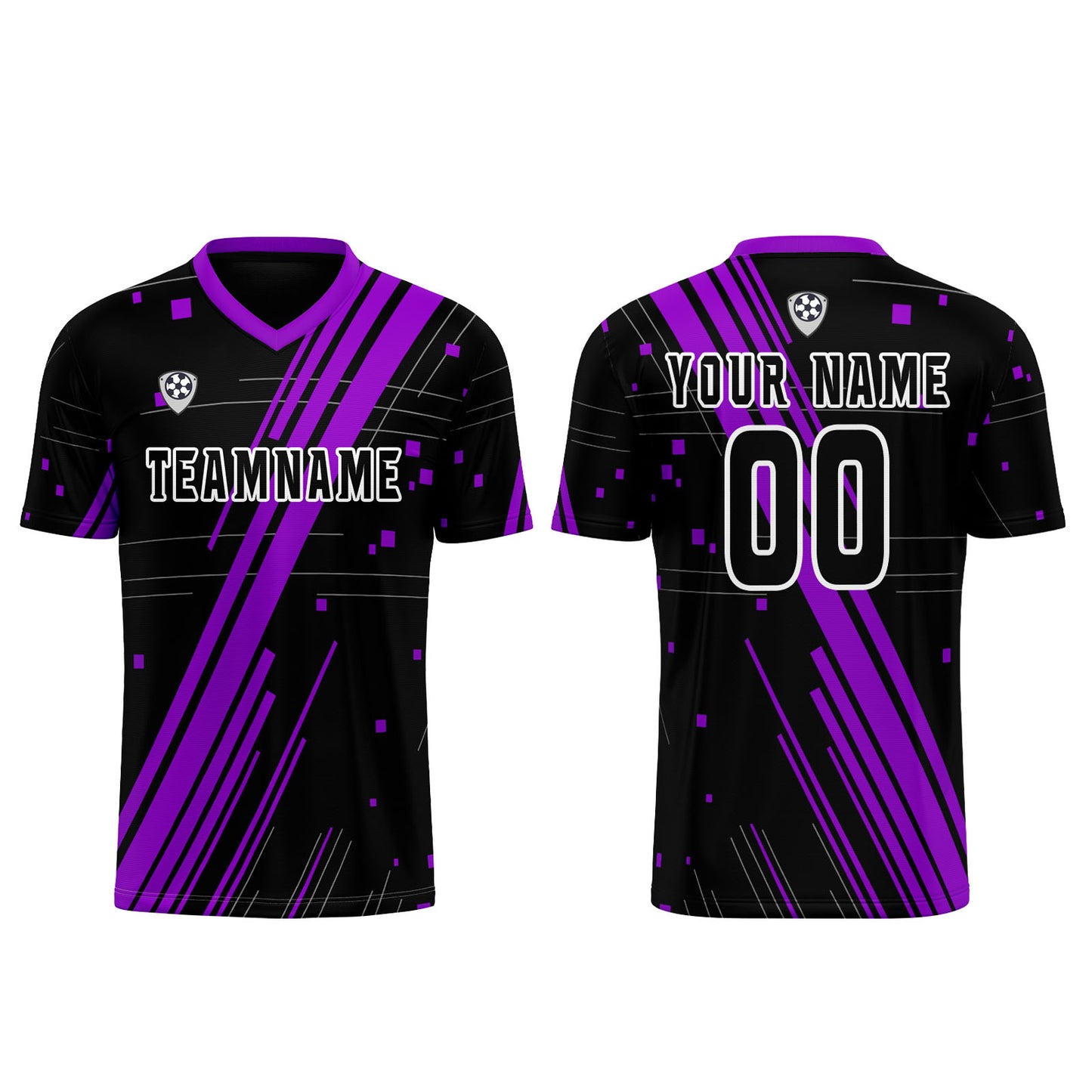 Benutzerdefinierte Schwarz Lila Trikots für Männer Frauen Personalisierte Fußball Uniformen für Erwachsene und Kind