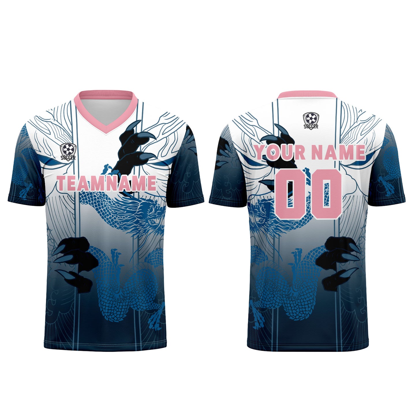 Benutzerdefinierte Blau Rosa Trikots für Männer Frauen Personalisierte Fußball Uniformen für Erwachsene und Kind