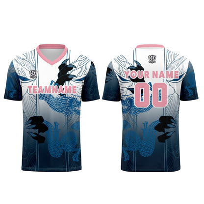 Benutzerdefinierte Blau Rosa Trikots für Männer Frauen Personalisierte Fußball Uniformen für Erwachsene und Kind
