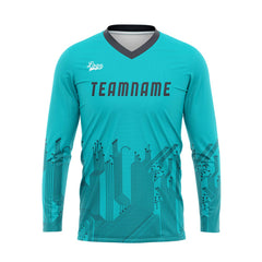 Kundenspezifisches Cyan Dunkelgrau Basketball Fußball Schießen langes T-Shirt für Erwachsene und Kinder