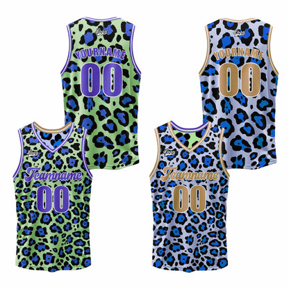 Benutzerdefinierte Grüner Eisberg Blau Reversible Basketball Jersey Personalisierte Print Name Nummer Logo