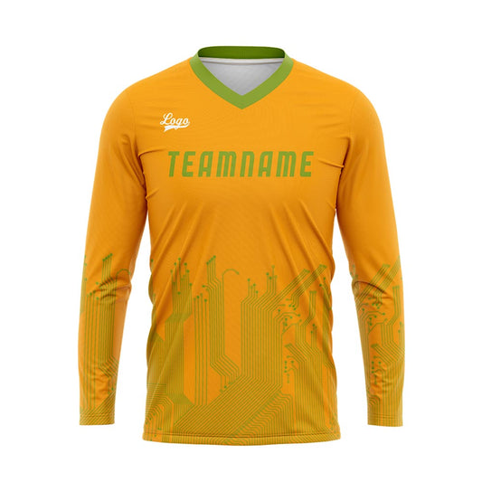Kundenspezifisches Orange Grün Basketball Fußball Schießen langes T-Shirt für Erwachsene und Kinder