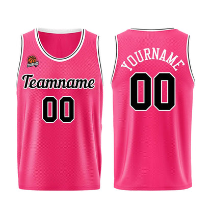 Individuelle Rosa-Schwarz Basketball Jersey Shorts für Männer und Frauen Gestickter und gedruckter Name, Nummer und Logo