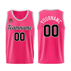 Individuelle Rosa-Schwarz Basketball Jersey Shorts für Männer und Frauen Gestickter und gedruckter Name, Nummer und Logo