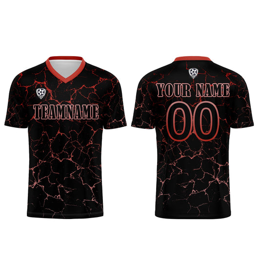 Benutzerdefinierte Schwarz Rot Trikots für Männer Frauen Personalisierte Fußball Uniformen für Erwachsene und Kind