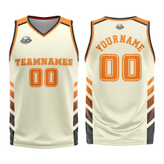 Benutzerdefinierter Creme Orange Basketball Jersey Uniform Anzug gedruckt Ihr Logo Name Nummer