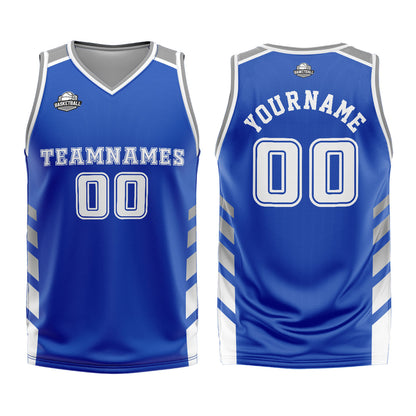 Benutzerdefinierter Blau Grau Basketball Jersey Uniform Anzug gedruckt Ihr Logo Name Nummer