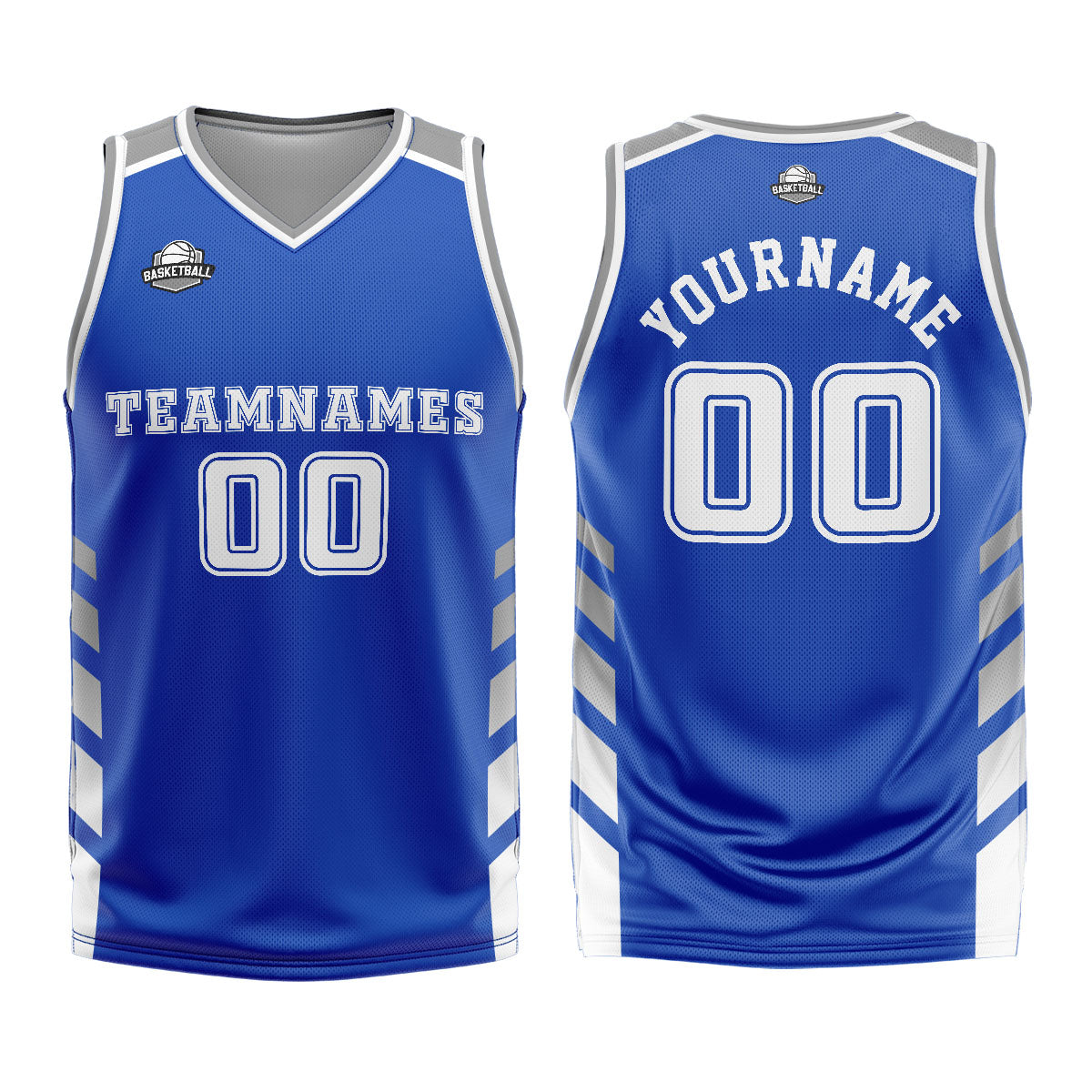 Benutzerdefinierter Blau Grau Basketball Jersey Uniform Anzug gedruckt Ihr Logo Name Nummer
