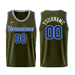 Individuelle Armeegrün-Königlich Basketball Jersey Shorts für Männer und Frauen Gestickter und gedruckter Name, Nummer und Logo