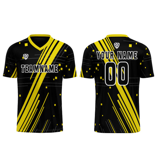 Benutzerdefinierte Schwarz Gelb Trikots für Männer Frauen Personalisierte Fußball Uniformen für Erwachsene und Kind