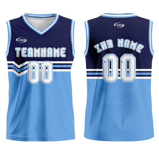 Benutzerdefinierter Marineblau Weiß Basketball Jersey Uniform Anzug gedruckt Ihr Logo Name Nummer