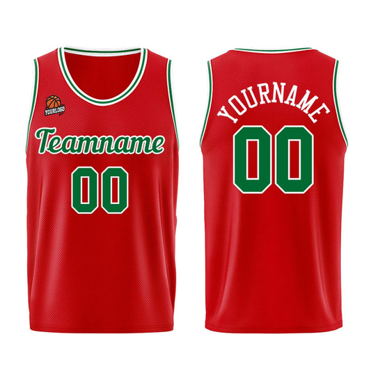 Individuelle Rot Grün Basketball Jersey Shorts für Männer und Frauen Gestickter und gedruckter Name, Nummer und Logo