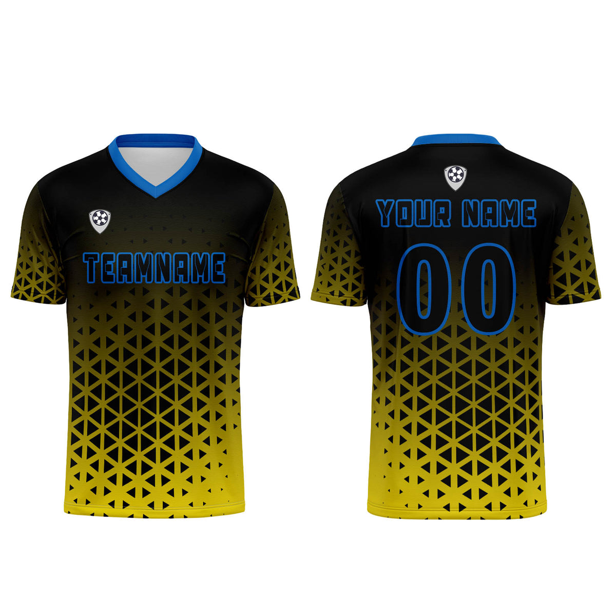 Benutzerdefinierte Gelb Blau Trikots für Männer Frauen Personalisierte Fußball Uniformen für Erwachsene und Kind