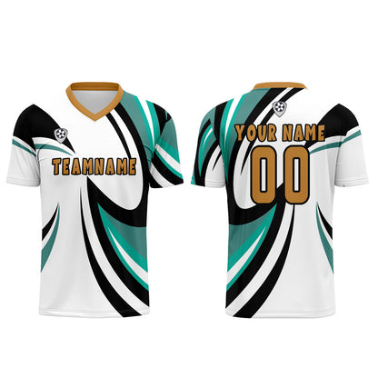 Benutzerdefinierte Weiß Teal Trikots für Männer Frauen Personalisierte Fußball Uniformen für Erwachsene und Kind