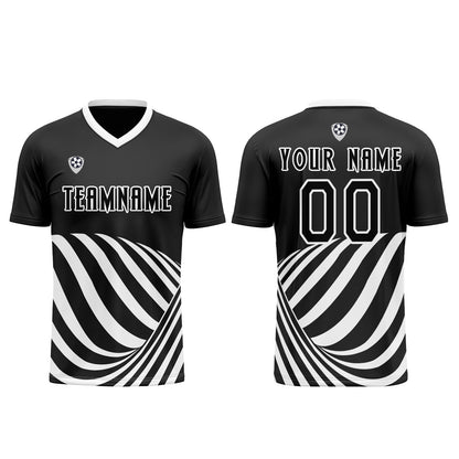 Benutzerdefinierte Schwarz Weiß Trikots für Männer Frauen Personalisierte Fußball Uniformen für Erwachsene und Kind