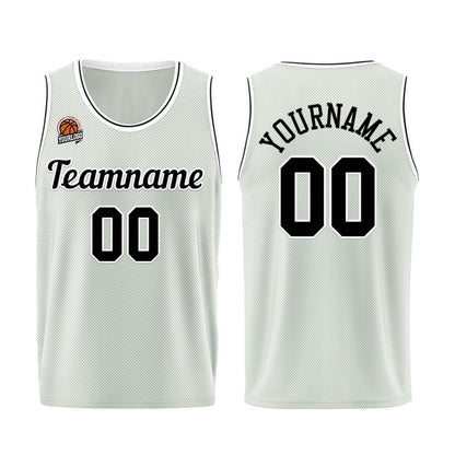 Individuelle Grau-Schwarz Basketball Jersey Shorts für Männer und Frauen Gestickter und gedruckter Name, Nummer und Logo