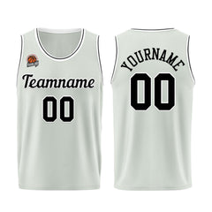 Individuelle Grau-Schwarz Basketball Jersey Shorts für Männer und Frauen Gestickter und gedruckter Name, Nummer und Logo