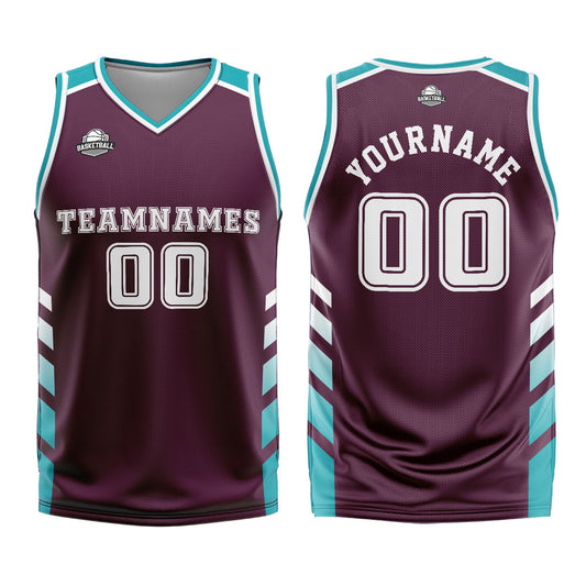 Benutzerdefinierter Lila Cyan Basketball Jersey Uniform Anzug gedruckt Ihr Logo Name Nummer