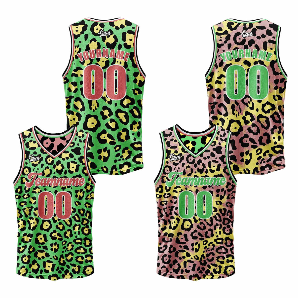 Benutzerdefinierte Rosa Grün Reversible Basketball Jersey Personalisierte Print Name Nummer Logo