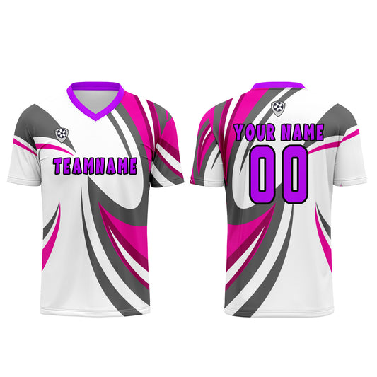 Benutzerdefinierte Weiß Rosa Trikots für Männer Frauen Personalisierte Fußball Uniformen für Erwachsene und Kind